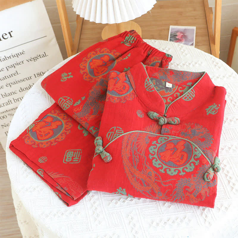 Ownkoti Auspicious Mandarin Collar Cotton Pajama Set - image 2