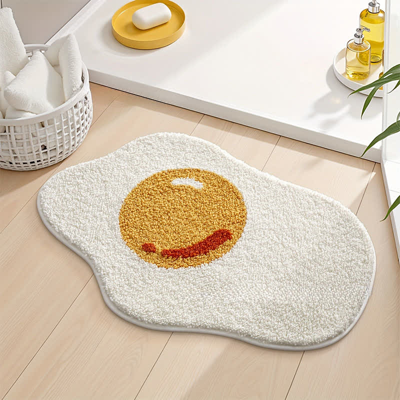 Ownkoti Fried Egg Shaped Flocked Rug - 19"W x 31"L - image 0