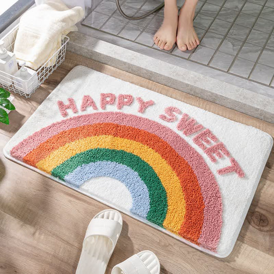 Ownkoti Cartoon Rainbow Decorative Bath Rug - White - 23"W x 35"L - image 0