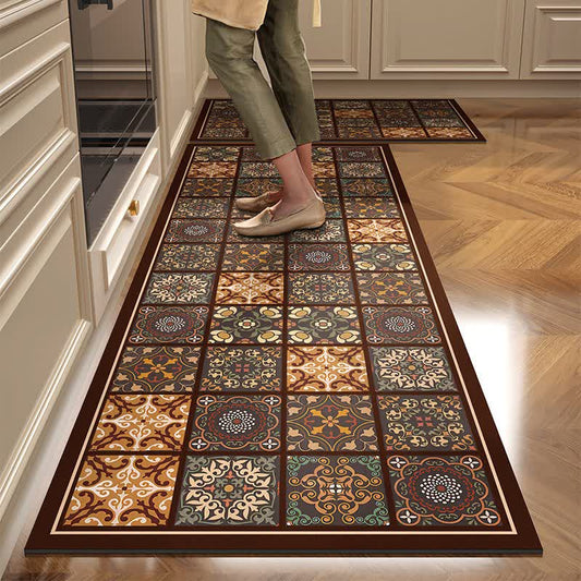 Ownkoti Diatom Mud Patchwork Pattern Kitchen Rug - 23" x 35"+23" x 71" - image 0