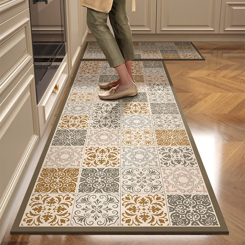 Mud Rug Stitching Ownkoti Diatom Mud Vintage Pattern Kitchen Rug – ownkoti