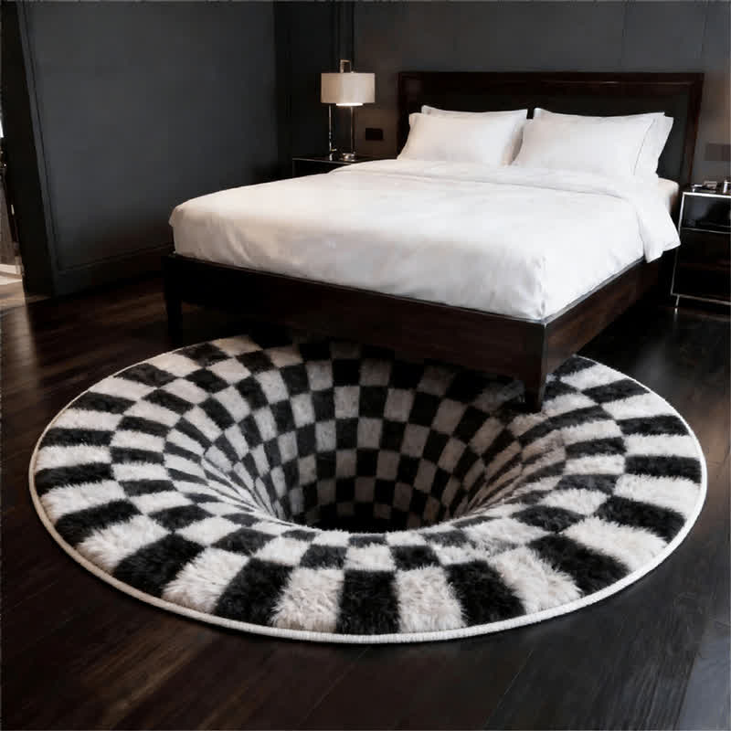 Ownkoti Black Hole 3D Checkered Rug - image 7
