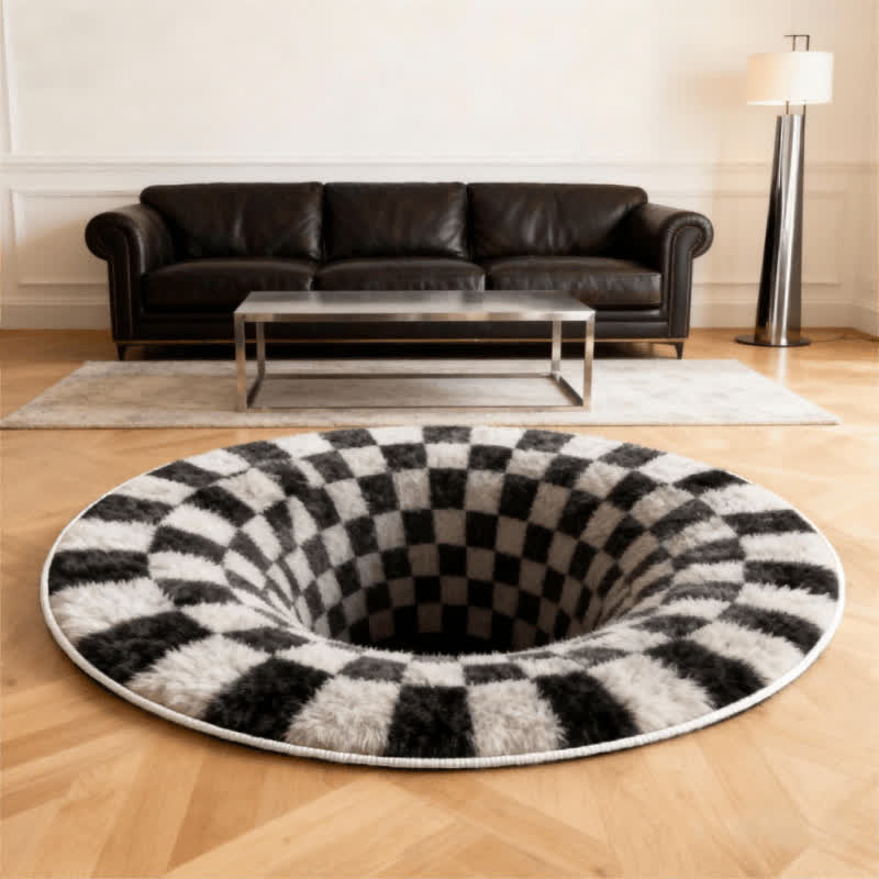 Ownkoti Black Hole 3D Checkered Rug - image 8