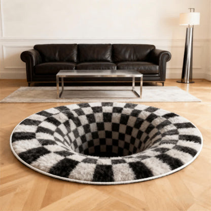 Ownkoti Black Hole 3D Checkered Rug - image 8
