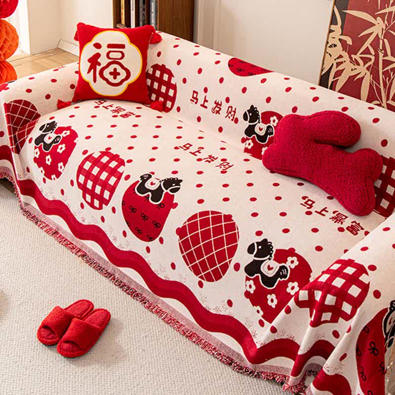 Ownkoti Anti-Slip Zodiac Horse Chenille Couch Throw - image 2