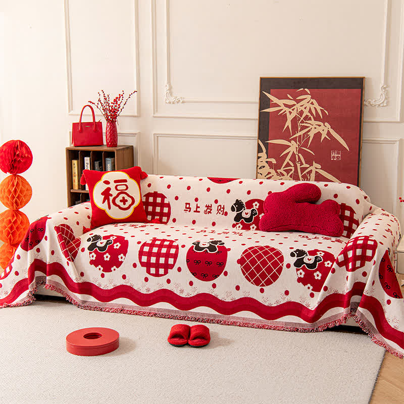 Ownkoti Anti-Slip Zodiac Horse Chenille Couch Throw - image 1