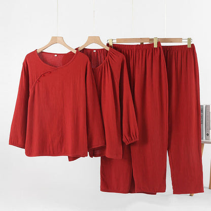 Ownkoti Minimalist Red Couple Cotton Pajama Set - image 1