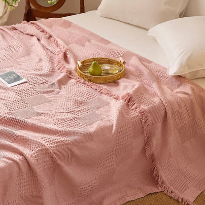 Ownkoti Solid Waffle Weave Cotton Tassel Quilt - image 4