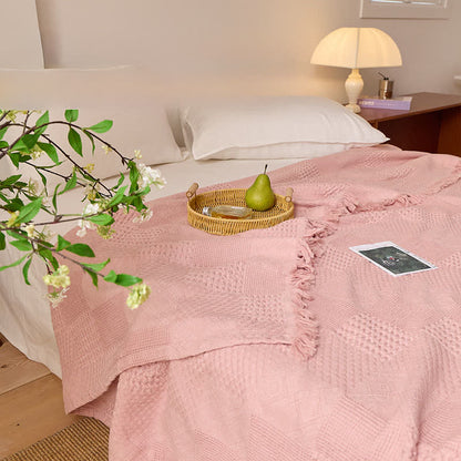 Ownkoti Solid Waffle Weave Cotton Tassel Quilt - image 6