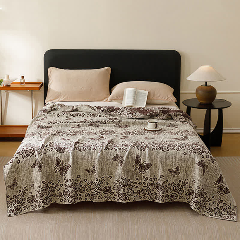 Ownkoti Cottage Floral Butterfly Pure Cotton Quilt - Brown - Queen - image 2
