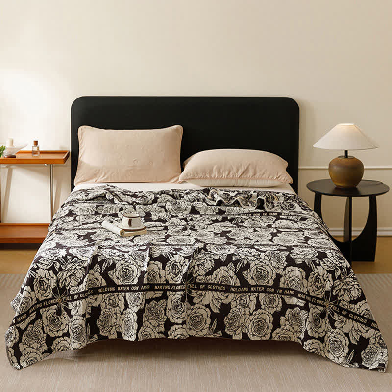 Ownkoti Country Blooming Rose Pure Cotton Quilt - Black - Queen - image 0