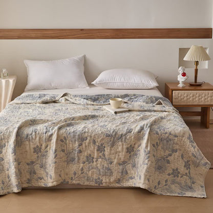 Ownkoti Floral Vine Cotton Gauze Quilt - Blue - Queen - image 6