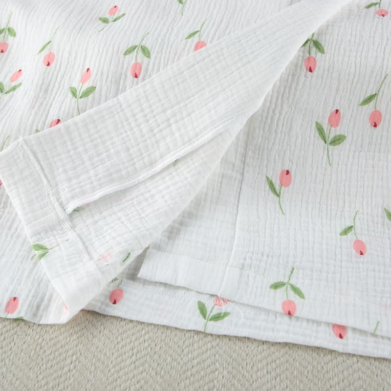 Ownkoti Tulip Pattern Cotton Short Pajama Robe - image 9