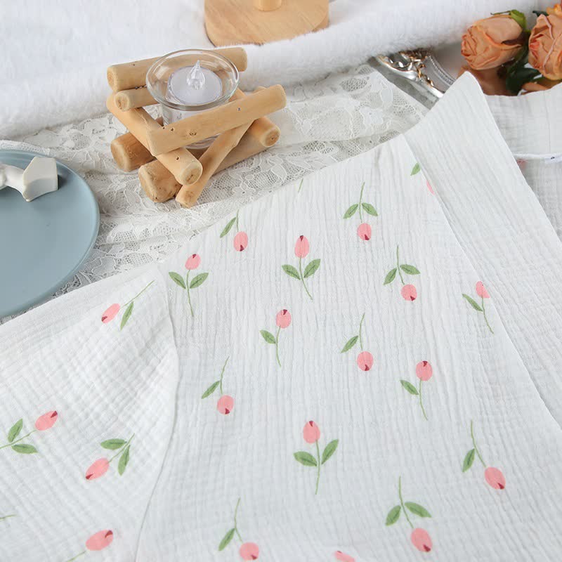 Ownkoti Tulip Pattern Cotton Short Pajama Robe - image 10