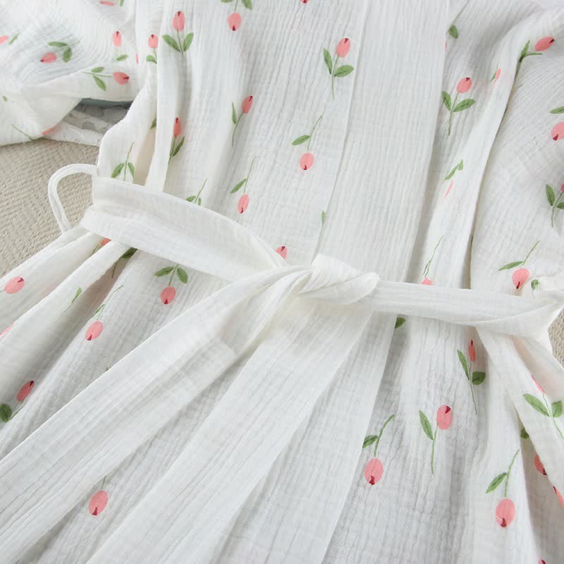 Ownkoti Tulip Pattern Cotton Short Pajama Robe - image 7