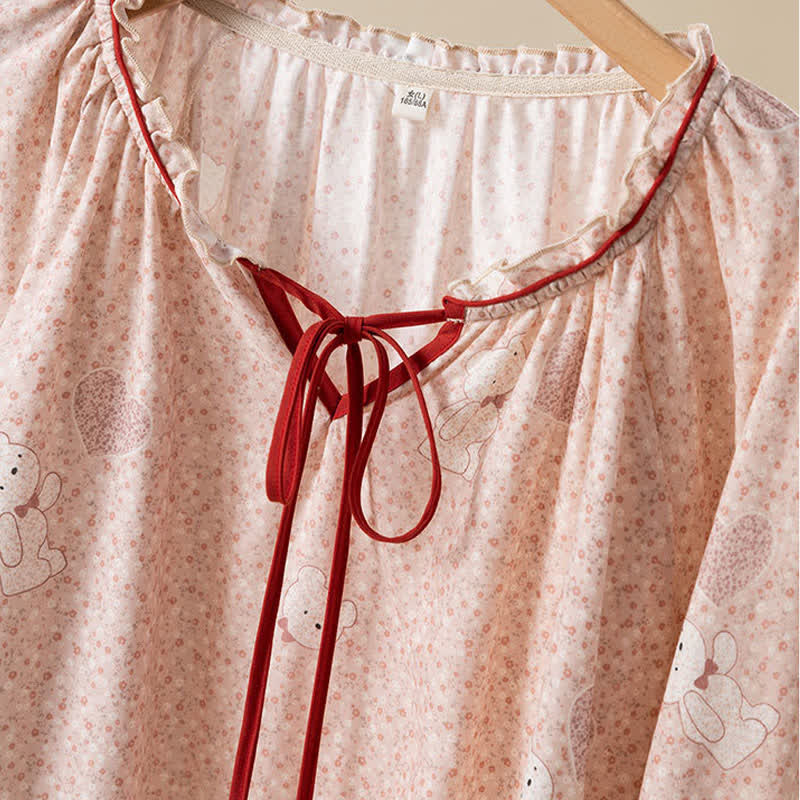 Ownkoti Floral Bear Cotton Ruffled Loungewear Set - image 3