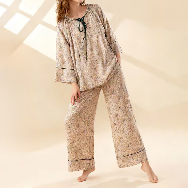 Ownkoti Pastoral Floral Cotton Ruffled Loungewear Set - image 1