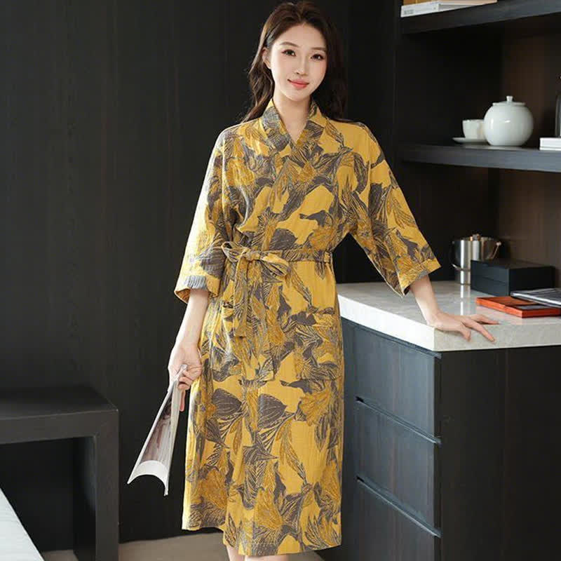 Ownkoti Floral Cotton Double Gauze Kimono Robe - image 2