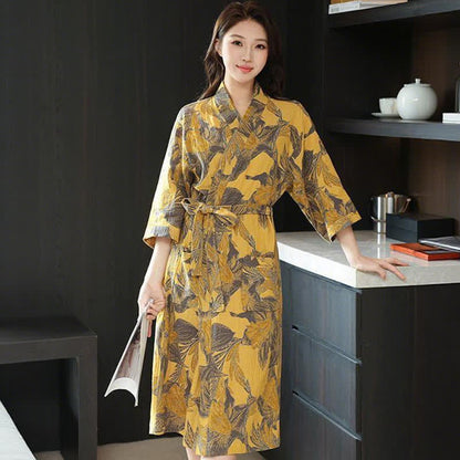 Ownkoti Floral Cotton Double Gauze Kimono Robe - image 2