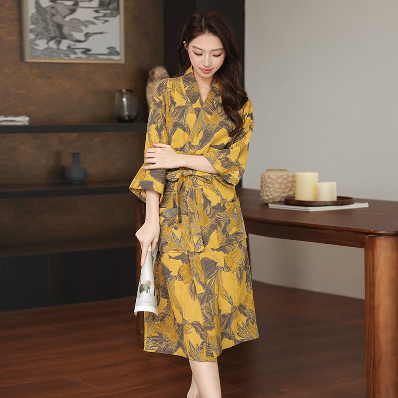 Ownkoti Floral Cotton Double Gauze Kimono Robe - image 1