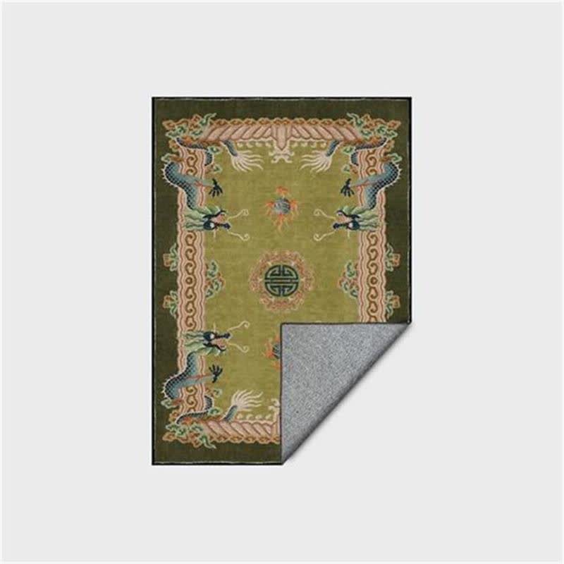 Ownkoti Chinese Style Classical Dragon Motif Area Rug - Green - 95" x 119" - image 5
