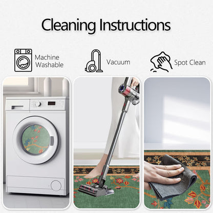 Ownkoti Retro Botanical Motif Washable & Foldable Carpet - image 8