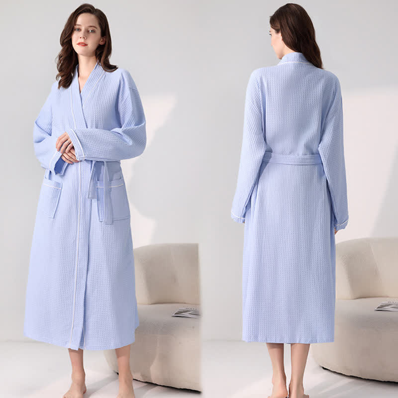 Ownkoti Minimalist Cotton Waffle Texture Bath Robe - image 9
