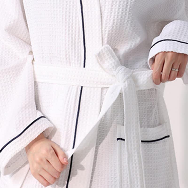 Ownkoti Minimalist Cotton Waffle Texture Bath Robe - image 3
