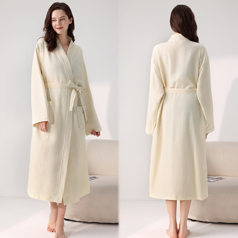 Ownkoti Minimalist Cotton Waffle Texture Bath Robe - image 19