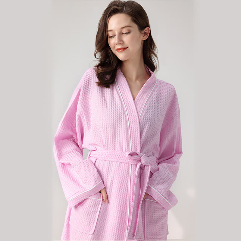 Ownkoti Minimalist Cotton Waffle Texture Bath Robe - image 13