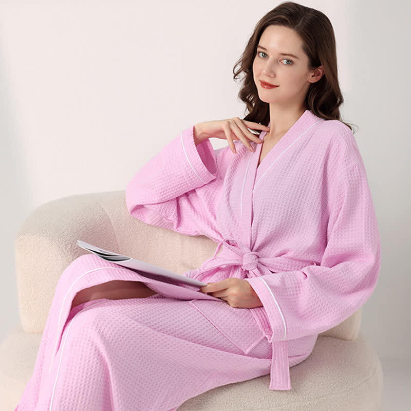Ownkoti Minimalist Cotton Waffle Texture Bath Robe - image 14