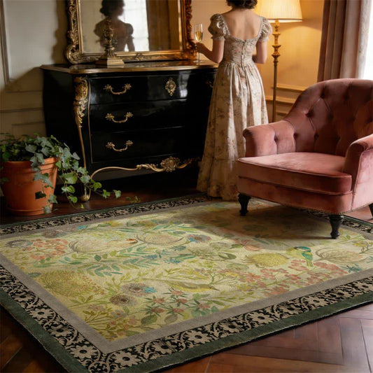 Ownkoti Country Floral & Bird Non-Slip Area Rug - 95" x 119" - image 0