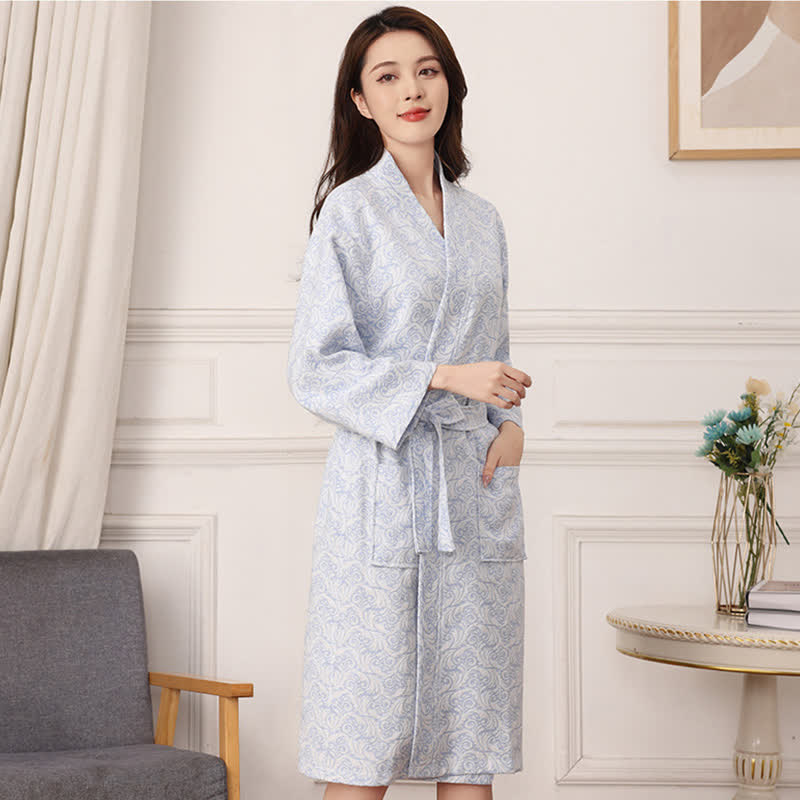 Ownkoti Abstract Pattern Pure Cotton Bath Robe - image 3