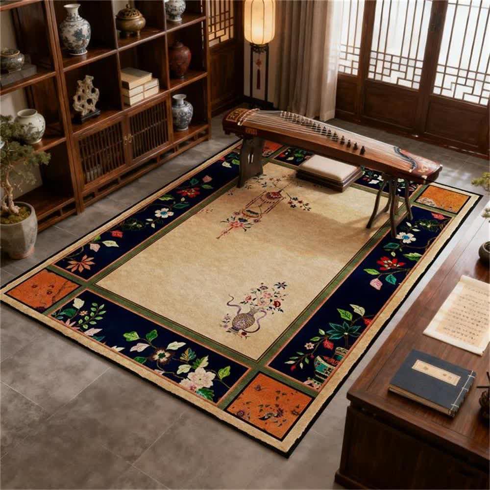 Ownkoti Vintage Floral with Classical Vase Area Rug - 95" x 119" - image 0