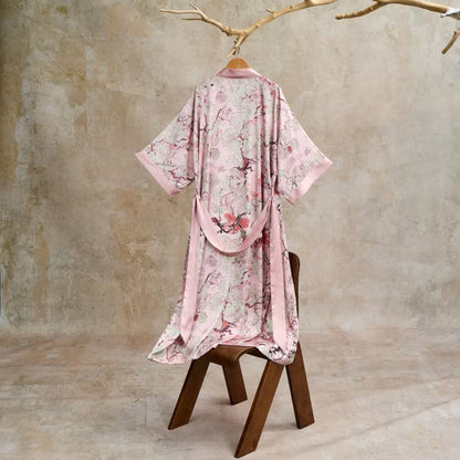 Ownkoti Oriental Pink Floral Kimono Style Bathrobe - image 4