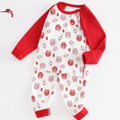 Ownkoti Auspicious Pattern Cotton Kids Loungewear Set - image 1