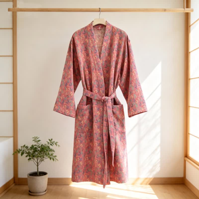Ownkoti Butterfly Jacquard Cotton Gauze Kimono Robe - image 1