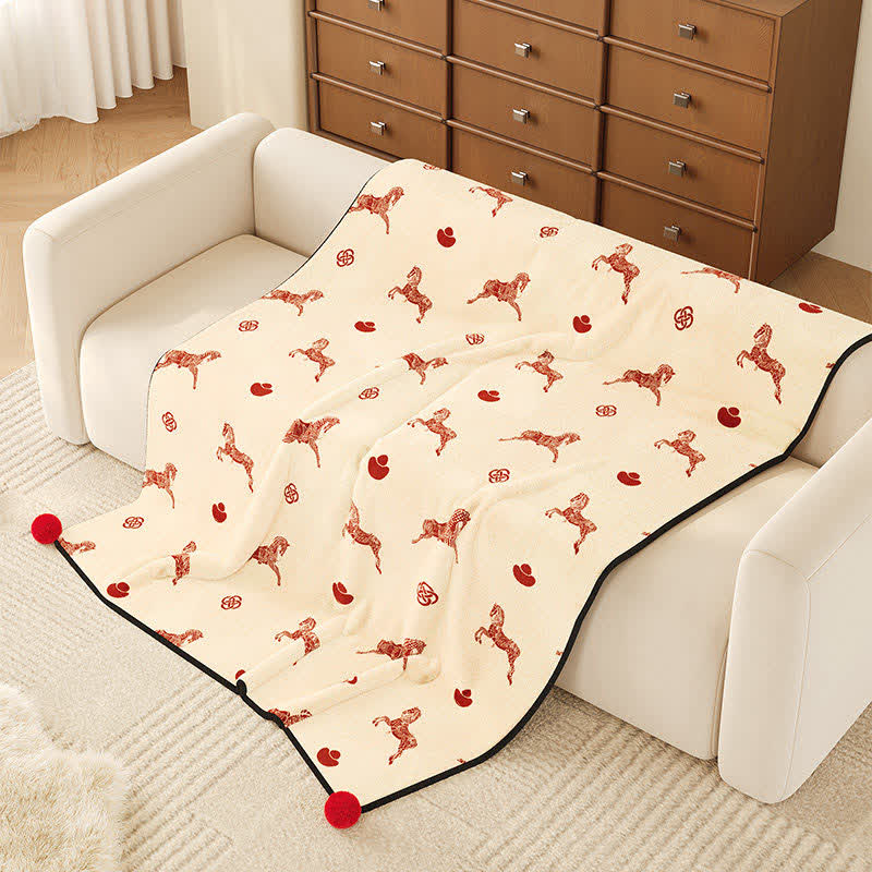 Ownkoti Year of the Horse Prosperity Fleece Throw - image 3