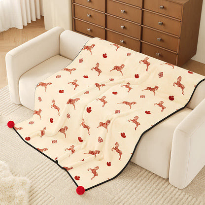 Ownkoti Year of the Horse Prosperity Fleece Throw - image 3