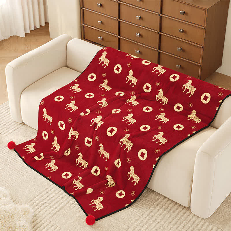 Ownkoti Year of the Horse Prosperity Fleece Throw - image 1