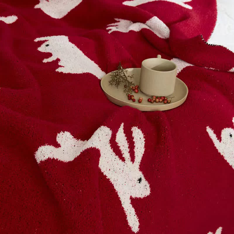 Ownkoti Nordic Style Rabbit Knitted Throw Blanket - image 6