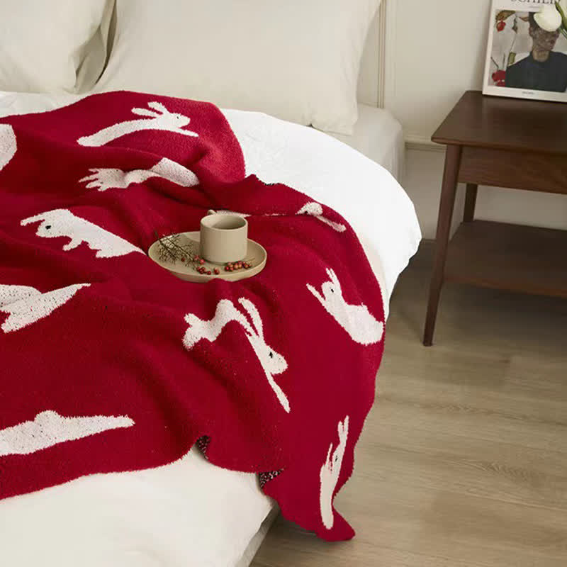 Ownkoti Nordic Style Rabbit Knitted Throw Blanket - image 4