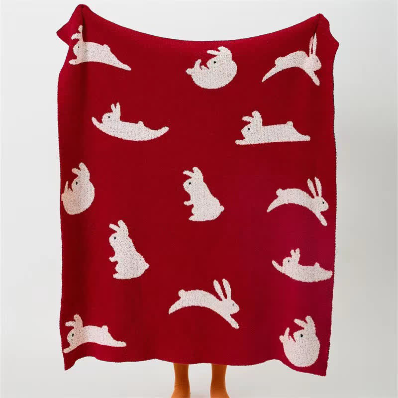 Ownkoti Nordic Style Rabbit Knitted Throw Blanket - 47"W x 59"L - image 0