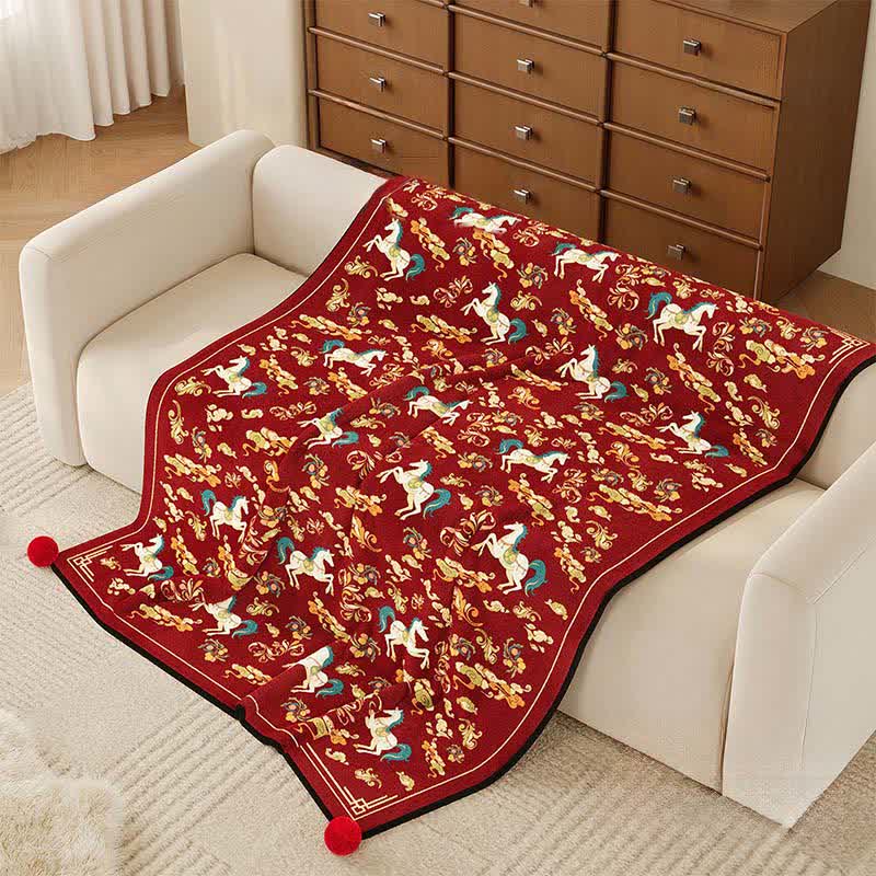 Ownkoti Festive Horse Flannel Fleece Throw Blanket - image 1