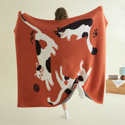 Ownkoti Playful Cats Knit Fleece Throw Blanket - 51"W x 67"L - image 0