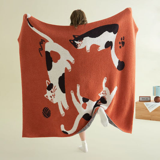 Ownkoti Playful Cats Knit Fleece Throw Blanket - 51"W x 67"L - image 0