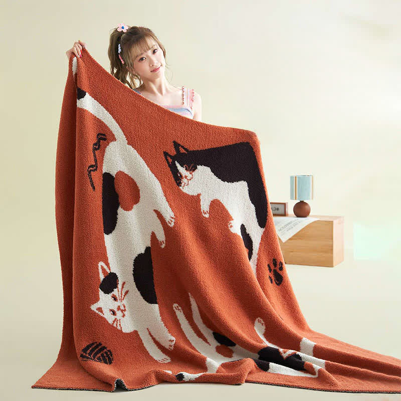 Ownkoti Playful Cats Knit Fleece Throw Blanket - image 2