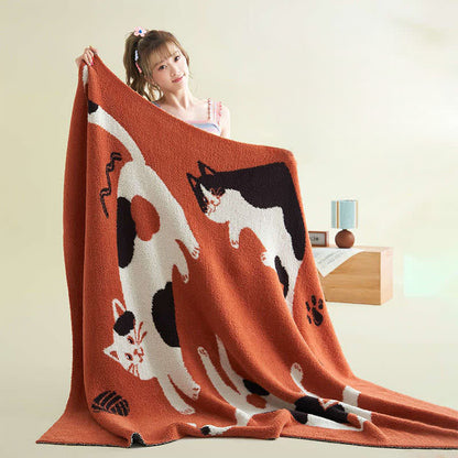Ownkoti Playful Cats Knit Fleece Throw Blanket - image 2