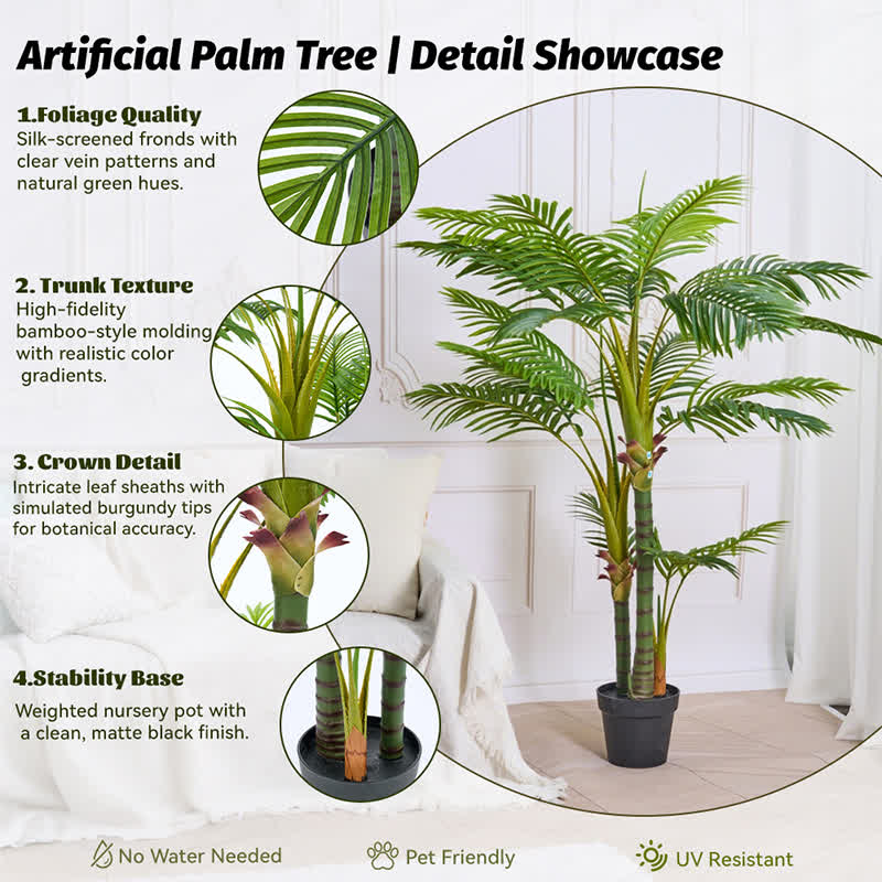 Ownkoti Realistic Faux Palm Tree for Indoor Outdoor Decor - image 8