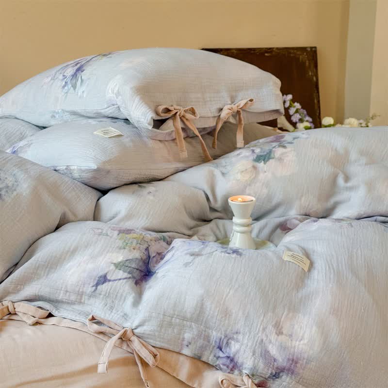 Ownkoti Subtle Floral Cotton Tie-Closure Bedding Set(4PCS) - image 10